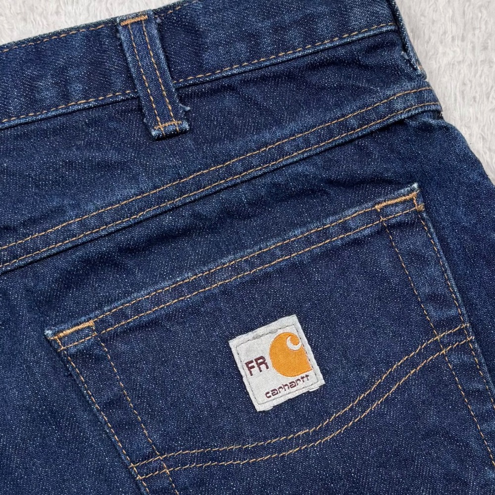 Carhartt FR Flame Resistant Jeans Mens 34x36 Dark Blue Straight Workwear 280-83